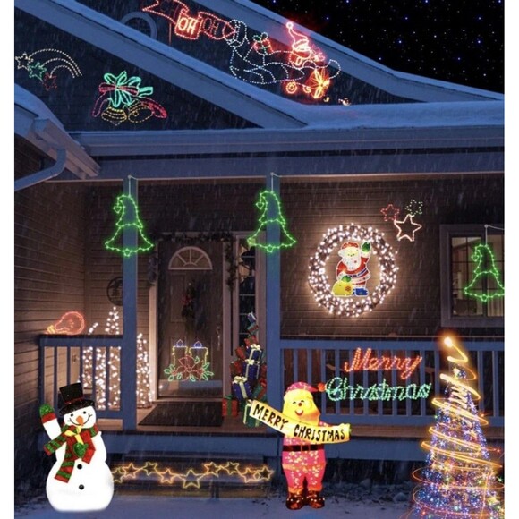 4 Pack LED Christmas Tree Window Silhouette 16” Lighted Decoration Green Remote - Picture 7 of 13